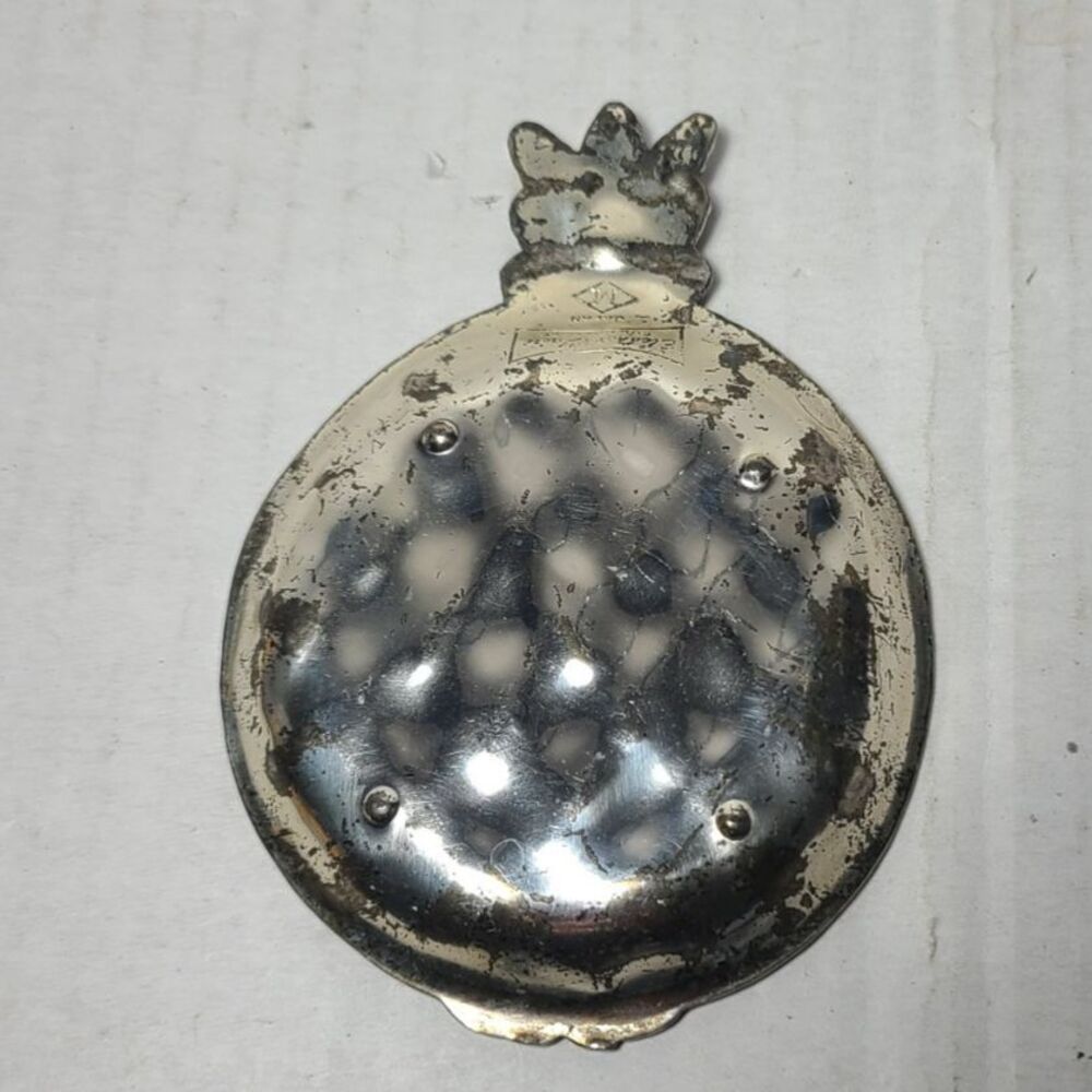 Vintage Eleanor Claire Silvertone Pineapple Trinket Tray Made In Japan - Picture 2 of 6